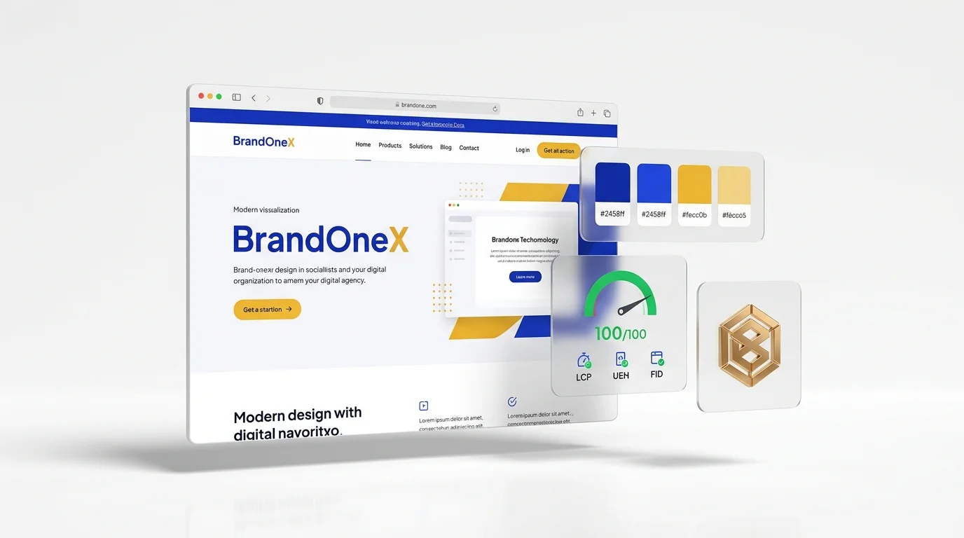 Strategic brand positioning framework transforming into high-performance responsive web code
